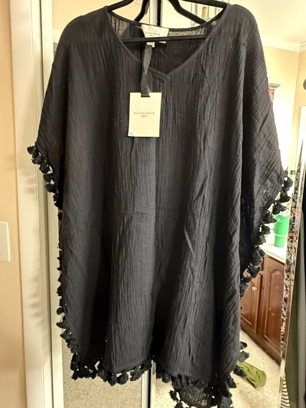 NWT Tuckernuck Pomander Black Tassel-Trim Tunic / Coverup
